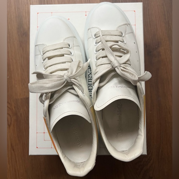 Alexander Mcqueen Oversized Platform Sneakers Leather Wht Iridescent Womens Sz11 - Picture 13 of 15